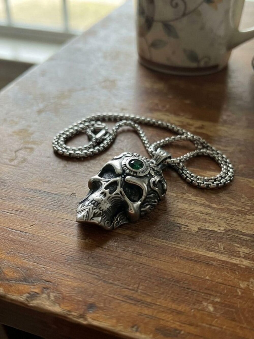 Mens skeleton monk pendant necklace 316L stainless steel gothic